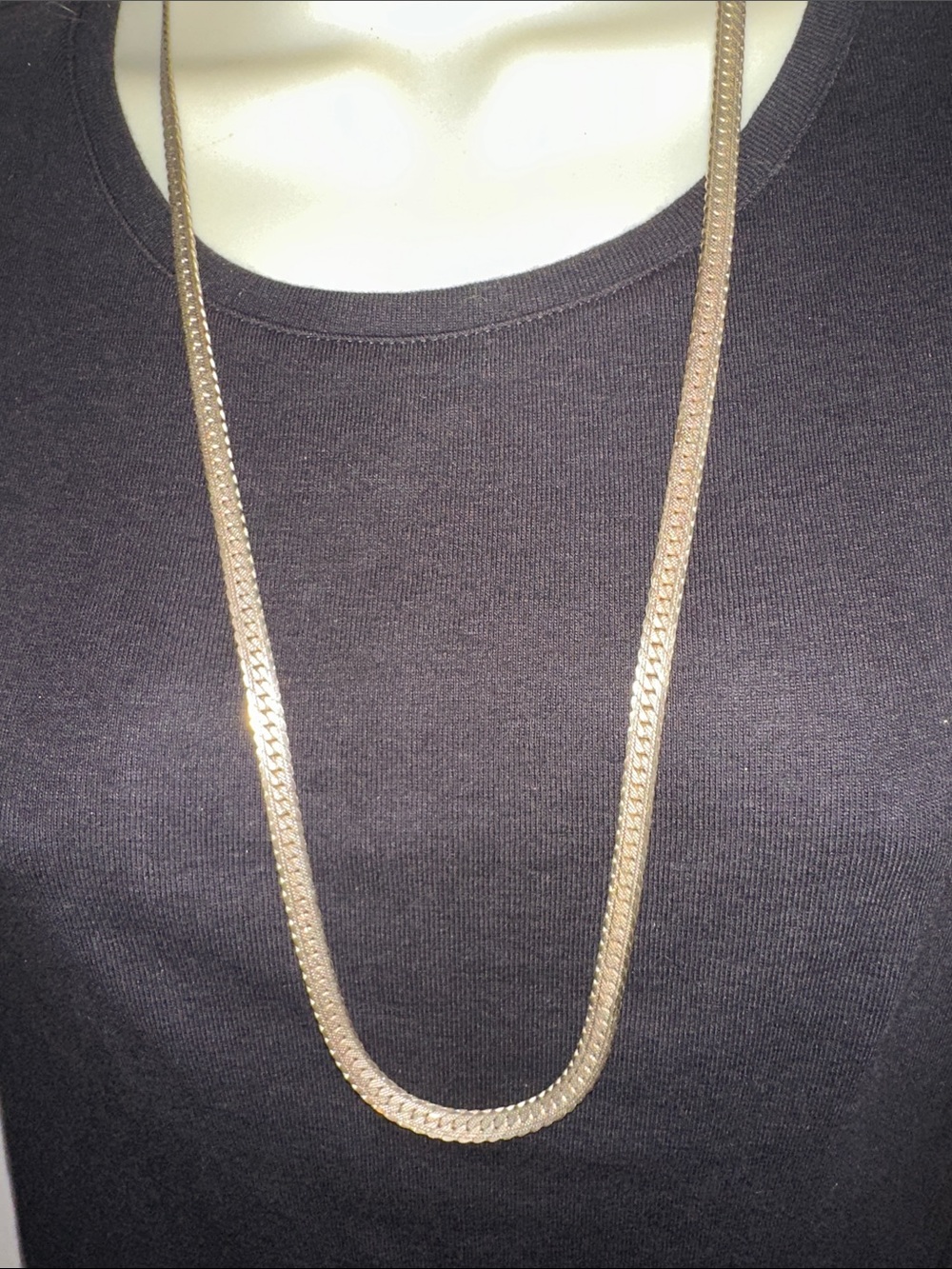 Classic Gold Tone Herringbone 30” Chain Necklace‎
